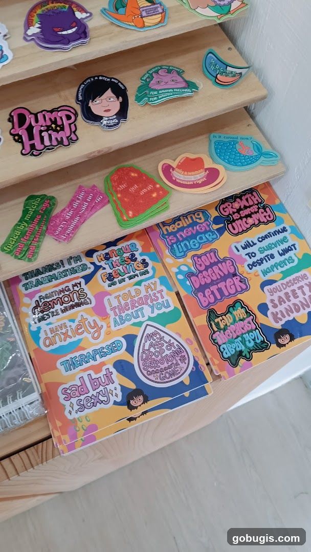 Stickers with empowering and humorous messages