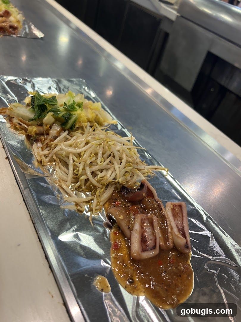 Squid and Vegetables on Foil