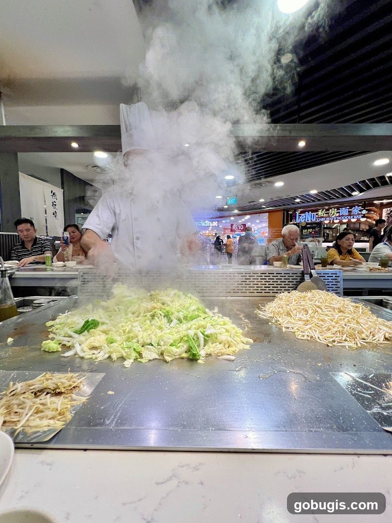 Teppanyaki Chef Cooking Vegetables