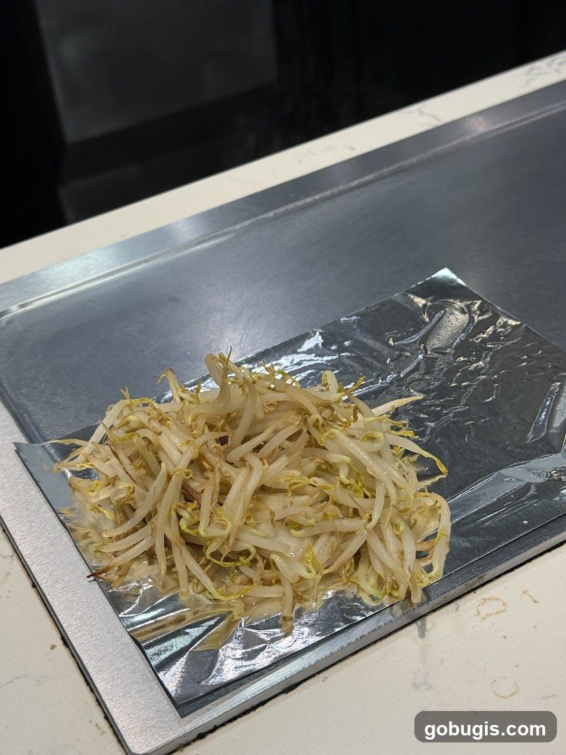 Bean Sprouts on Foil