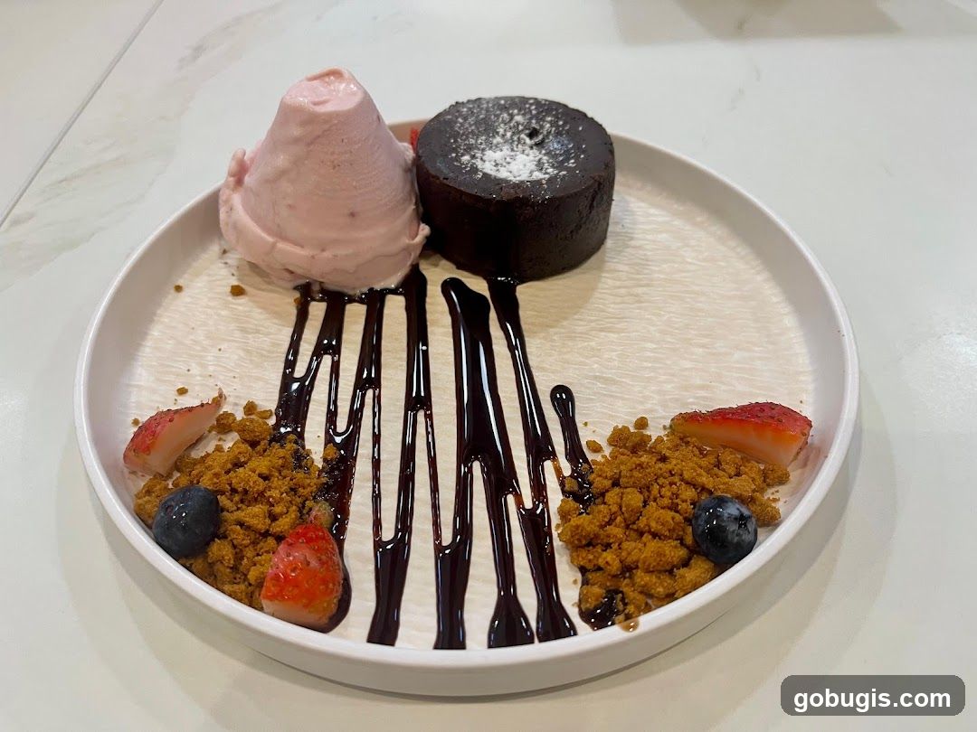 Chocolate Lava Cake with Strawberry Ice Cream