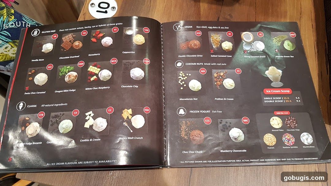 Ice Cream Menu