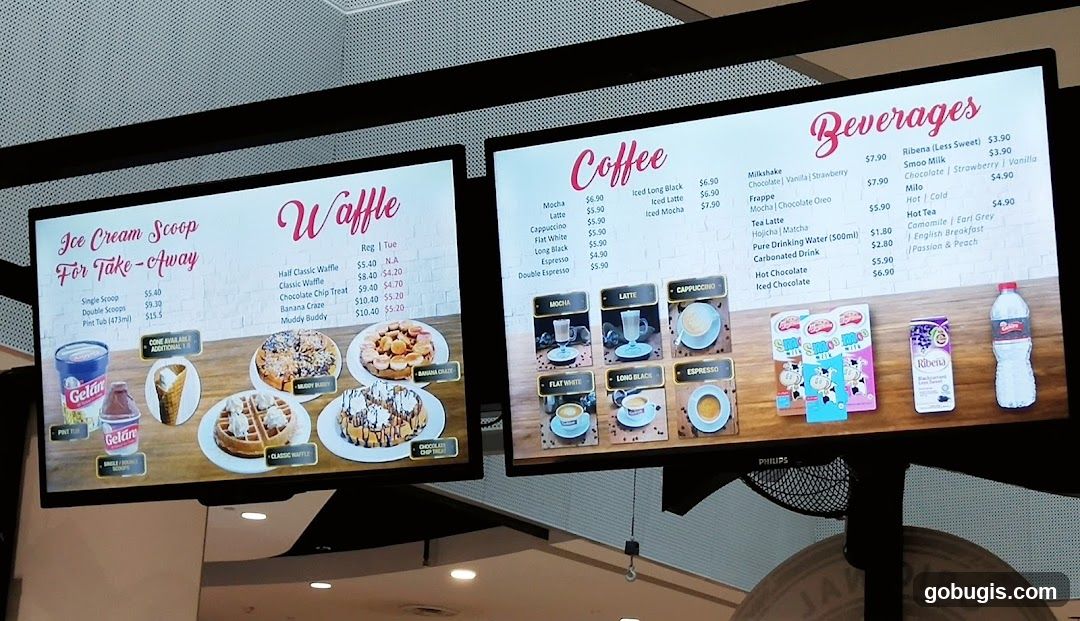 Ice Cream, Waffle, Coffee, and Beverage Menu