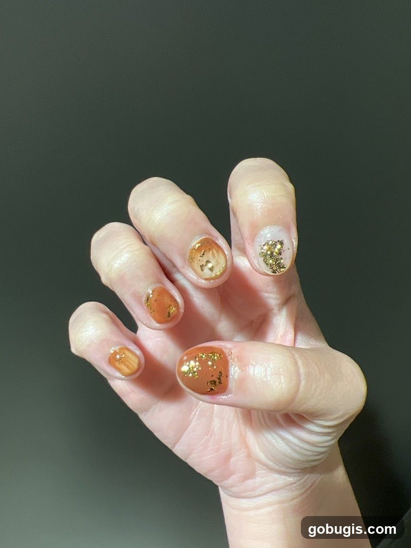 Nails with Gold Flakes