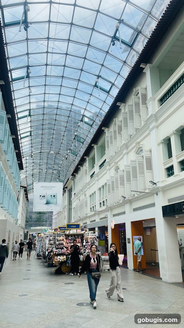 Covered walkway with shops and stalls