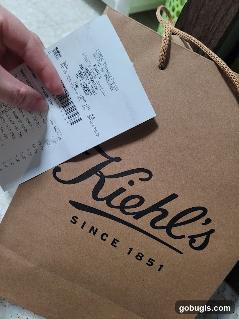 Kiehl's Shopping Bag and Receipt