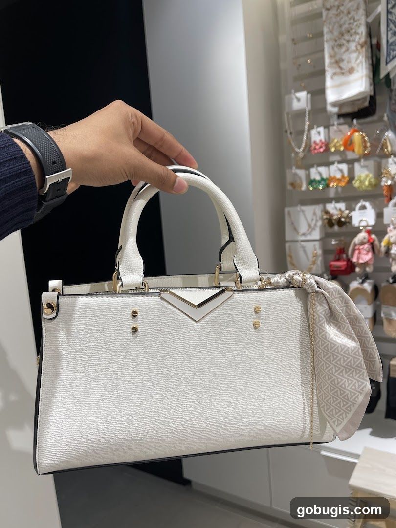 White Handbag with Scarf