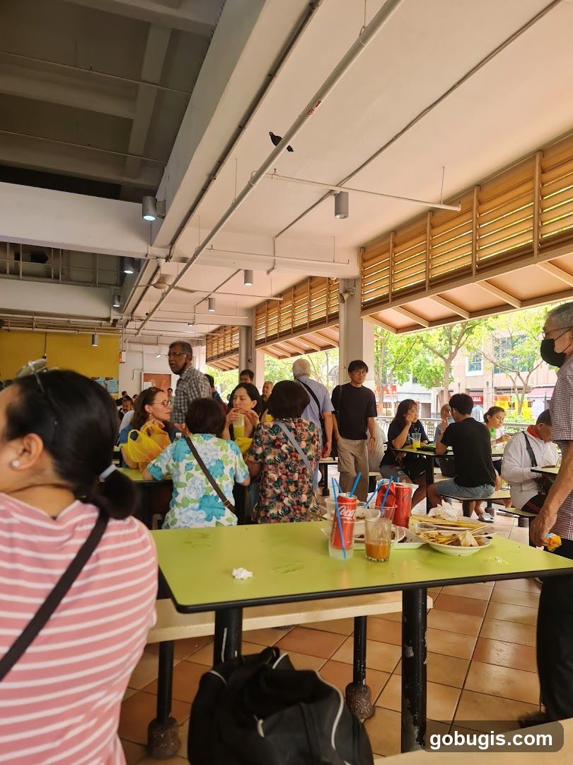 People eating at a food court
