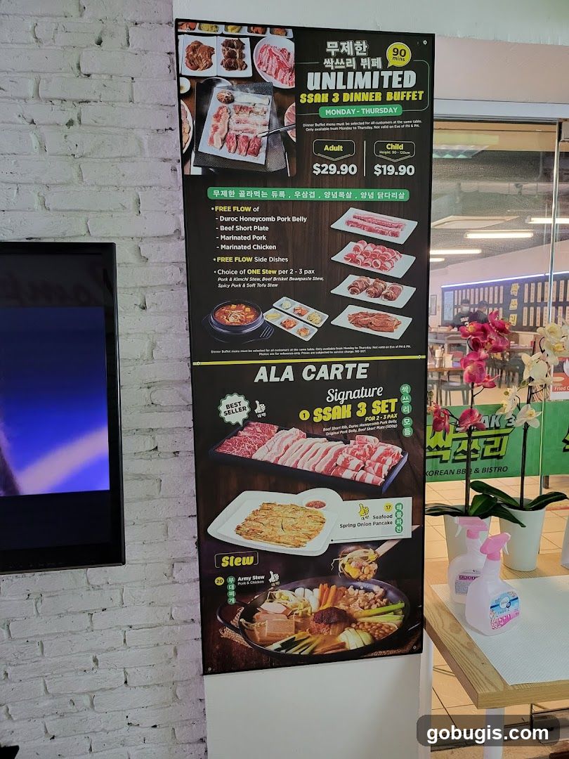 Korean BBQ Buffet and Ala Carte Menu