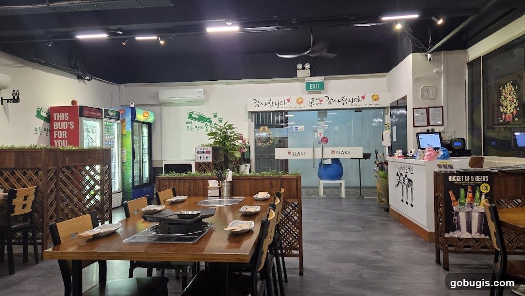 Restaurant Interior with Dining Tables and Refrigerators