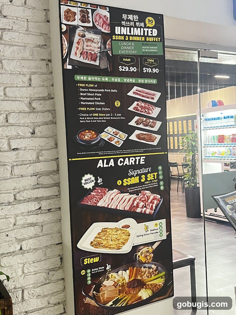 Korean BBQ Buffet and Ala Carte Menu