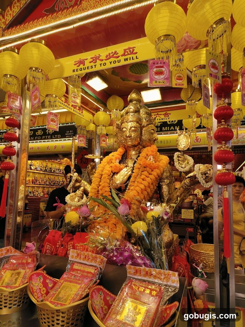 Golden Deity Shrine with Offerings