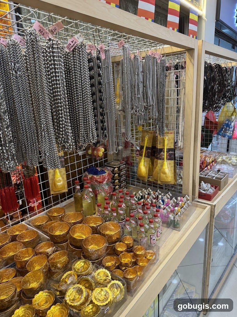 Store Display with Necklaces and Offerings