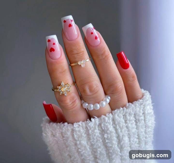 Nails with Heart Design