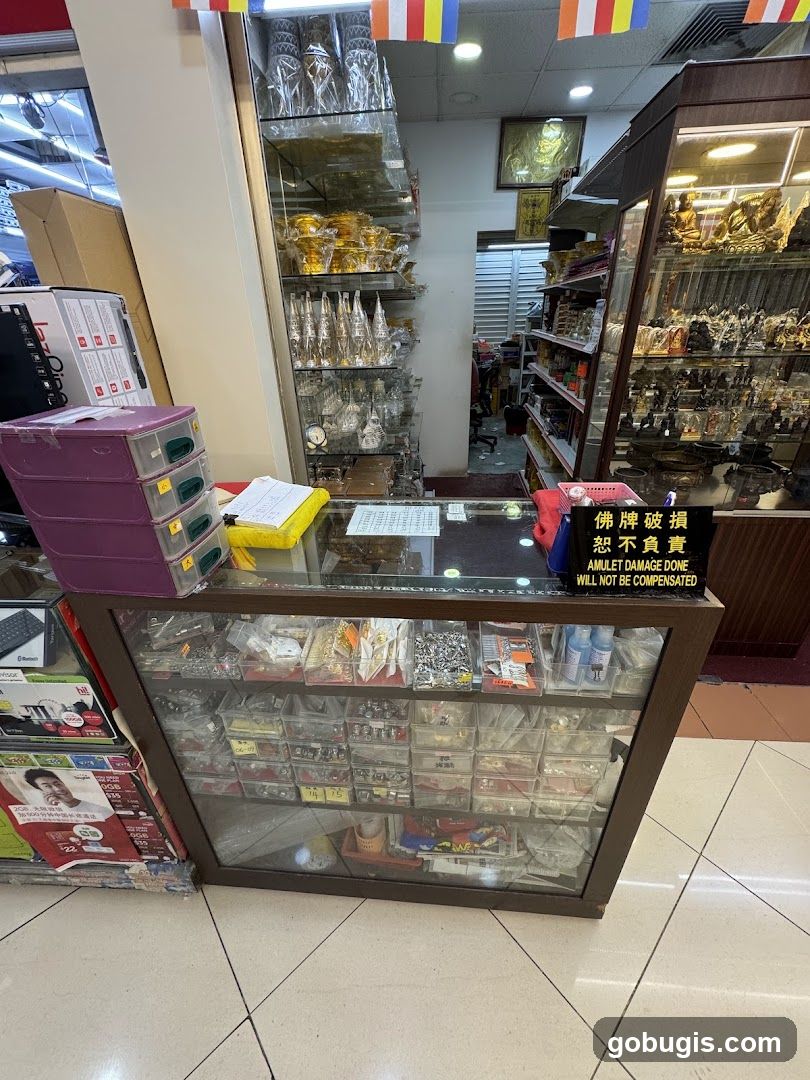 Buddhist supplies store display