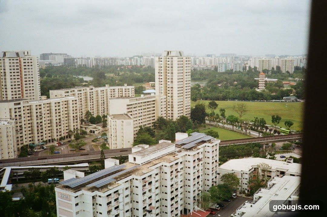Cityscape with High-Rise Buildings and Green Spaces