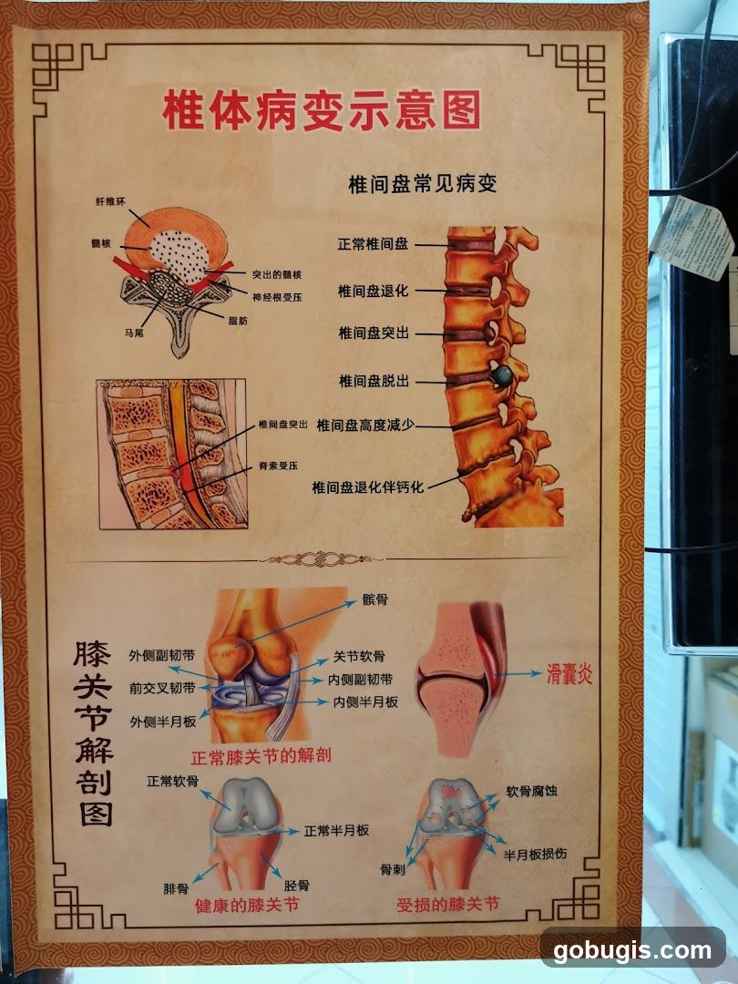 Spinal and Knee Joint Anatomy Chart