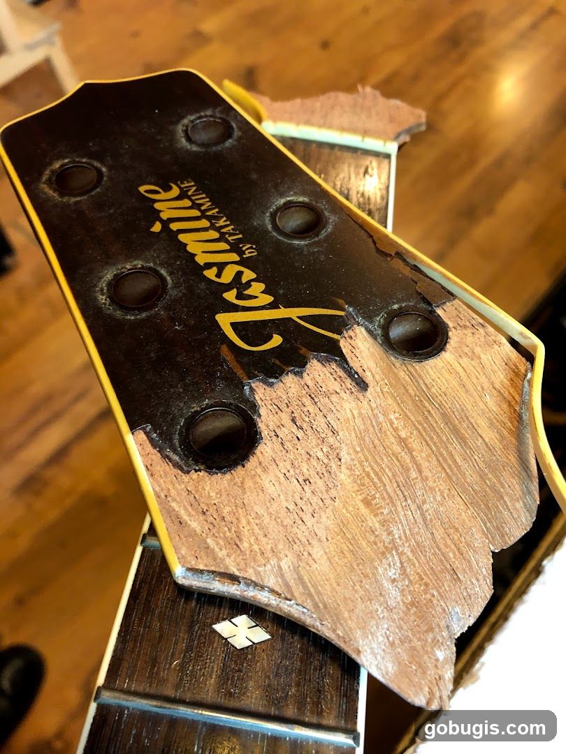 Damaged Guitar Headstock