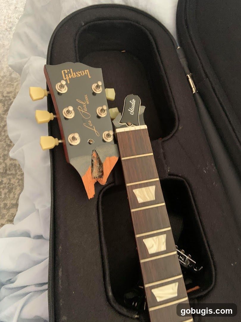 Damaged Gibson Les Paul Guitar Neck