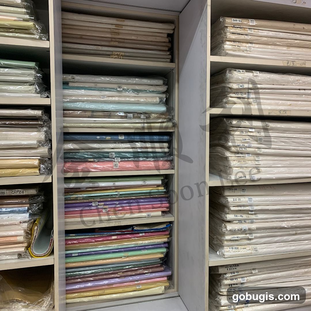 Fabric Rolls on Shelves