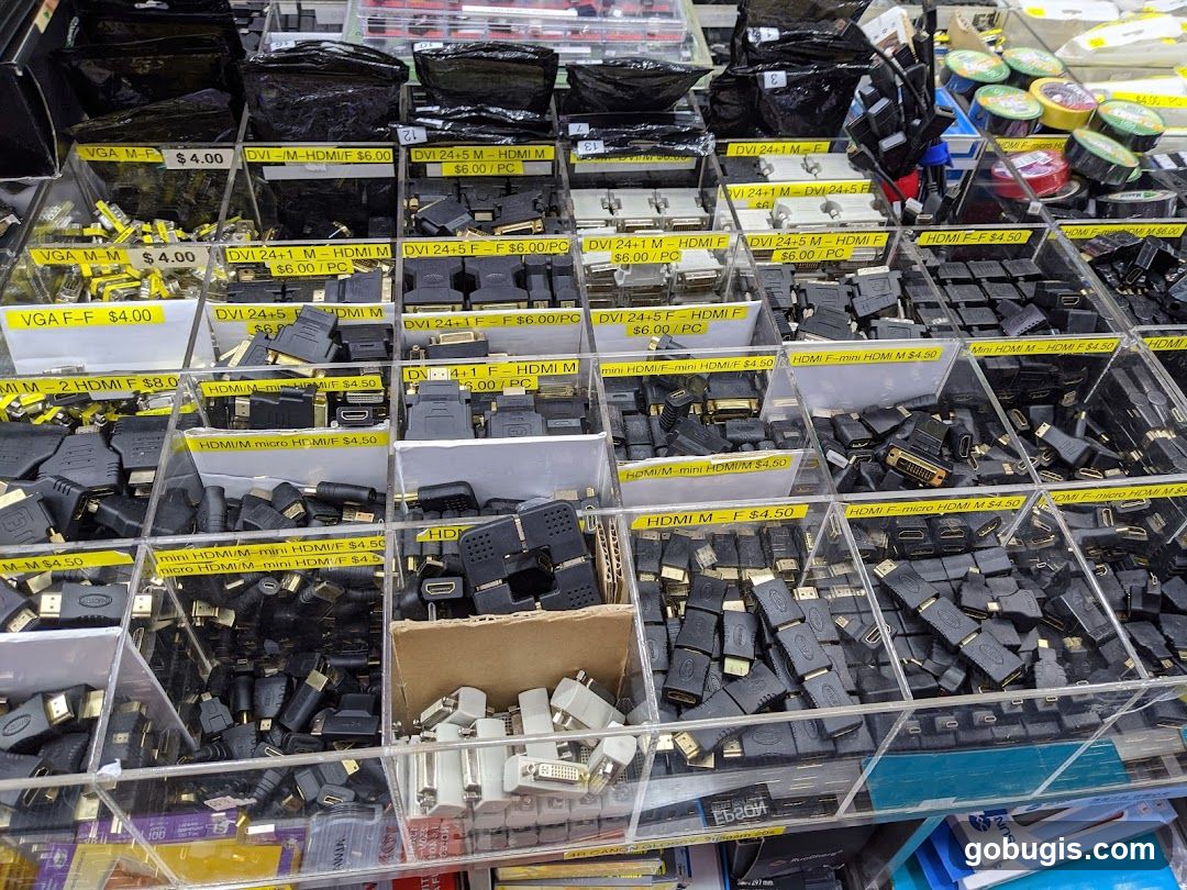 Assortment of HDMI and other video adapters