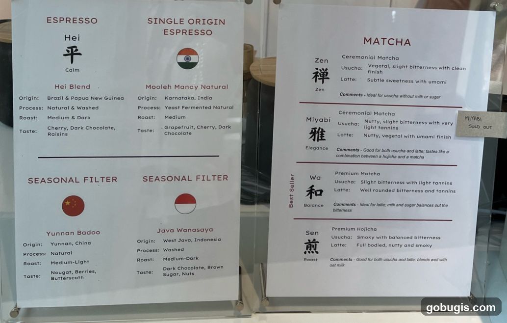 Coffee and Matcha Menu