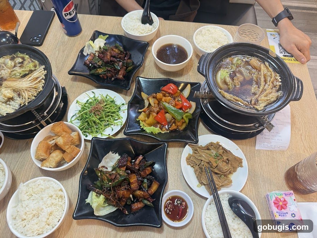 Table with various dishes