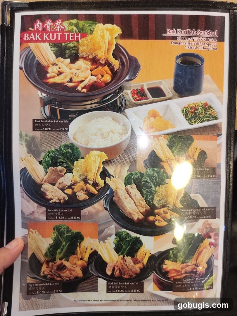 Bak Kut Teh Menu