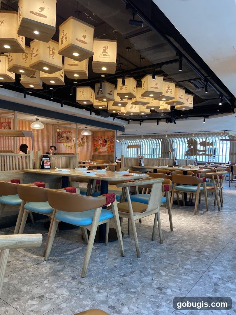 Restaurant Interior with Decorative Lamps