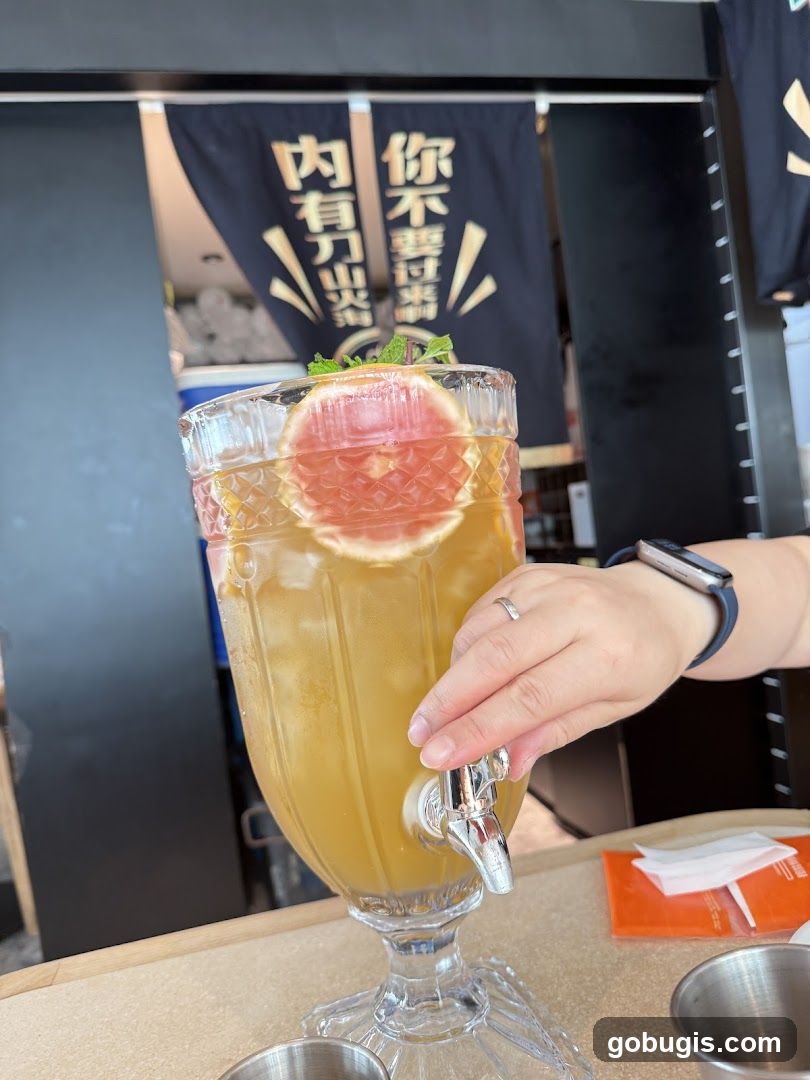Beverage Dispenser with Grapefruit and Mint
