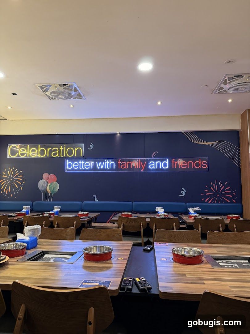 Restaurant Interior with Neon Sign