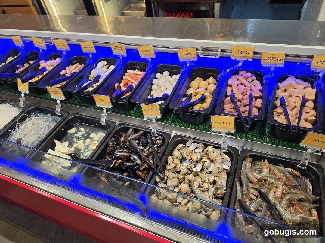Buffet Display with Seafood and Meats