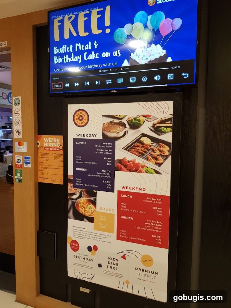 Seoul Garden Menu and Promotion