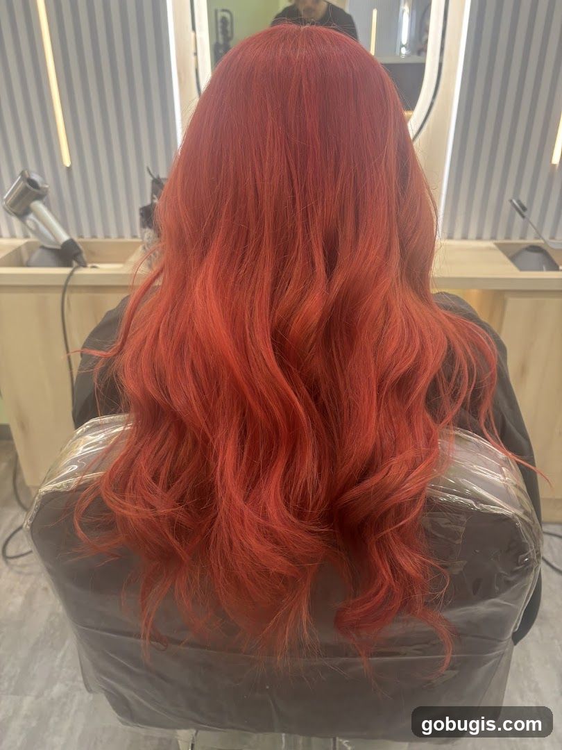 Woman with vibrant red hair