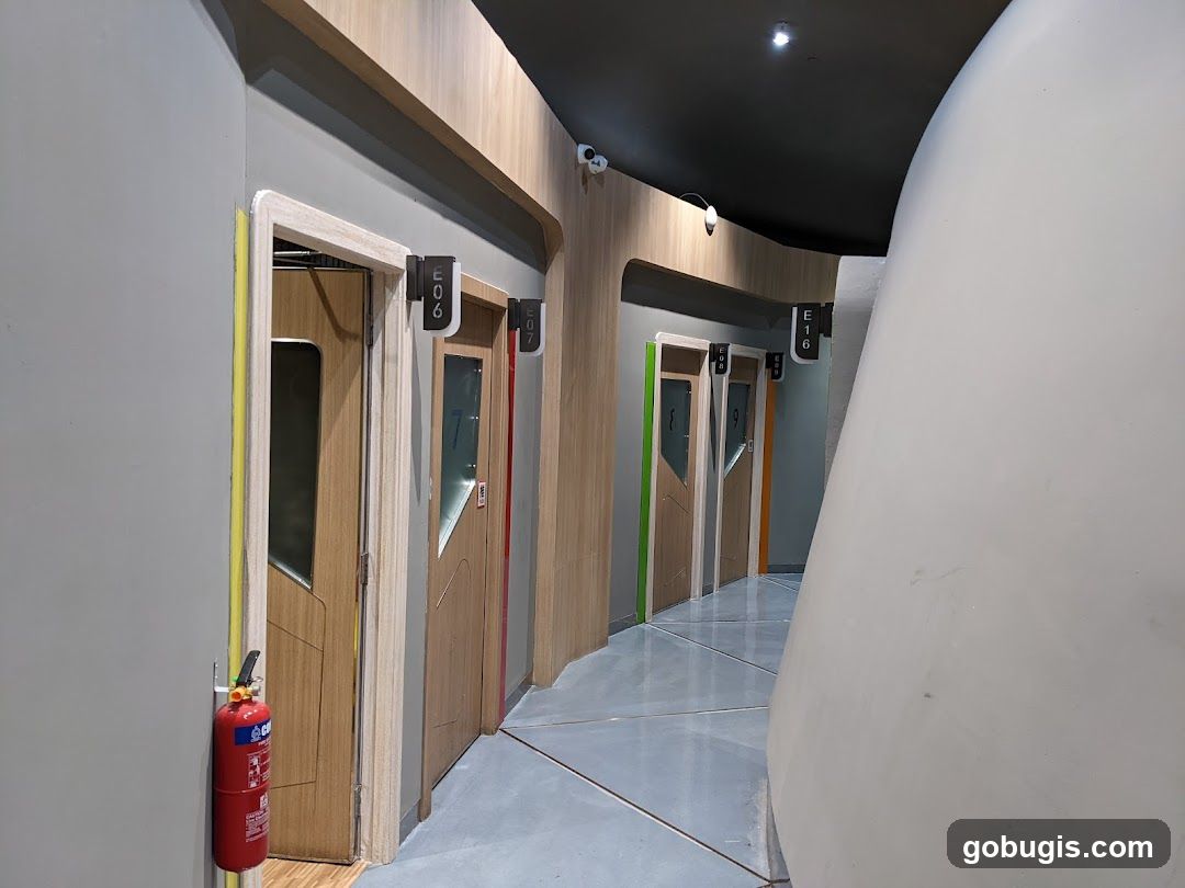 Corridor with numbered doors