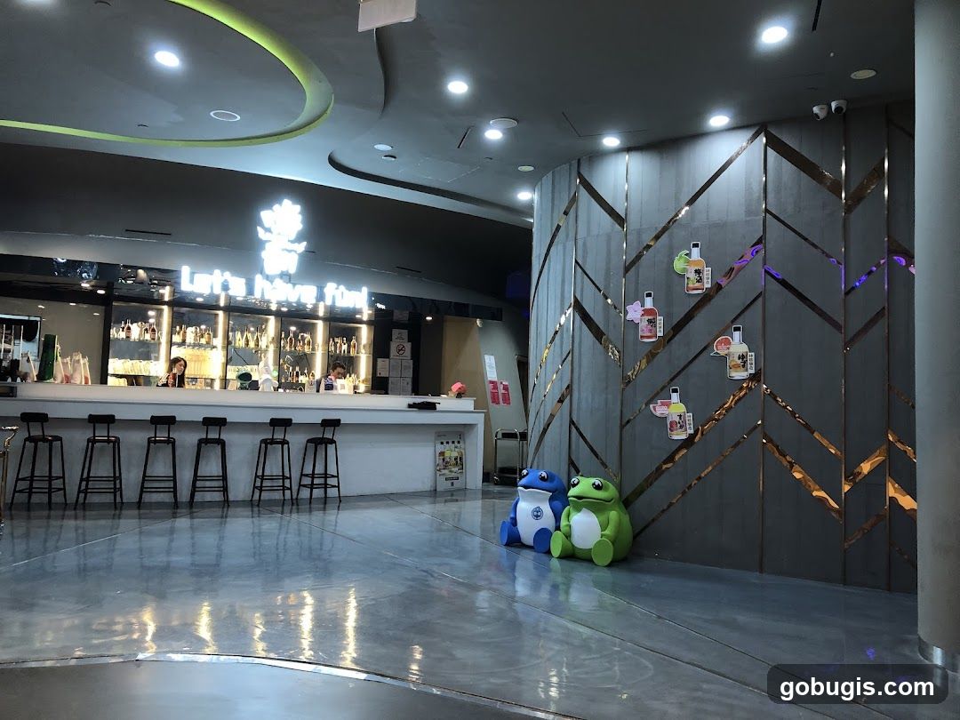 Bar Interior with Seating and Decorations