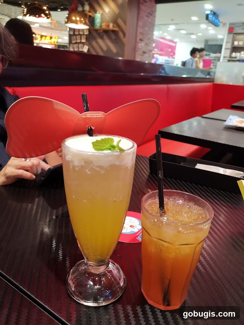 Two drinks on a table