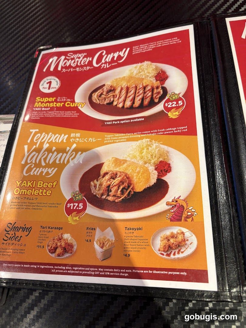 Super Monster Curry Menu