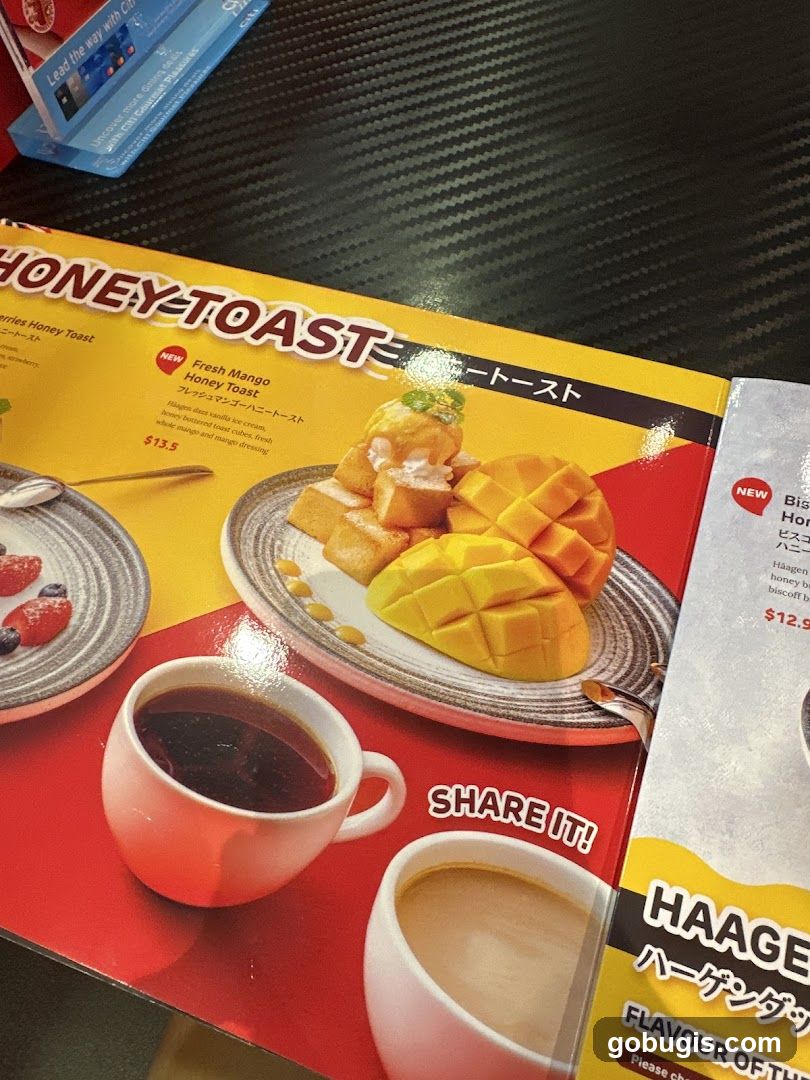 Honey Toast Menu