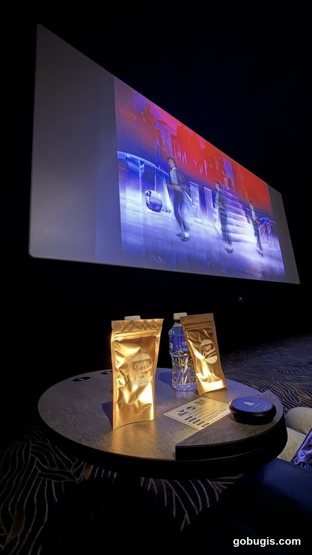 Movie theater snacks and screen
