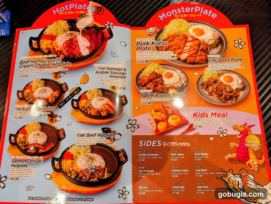 HotPlates & MonsterPlate Menu