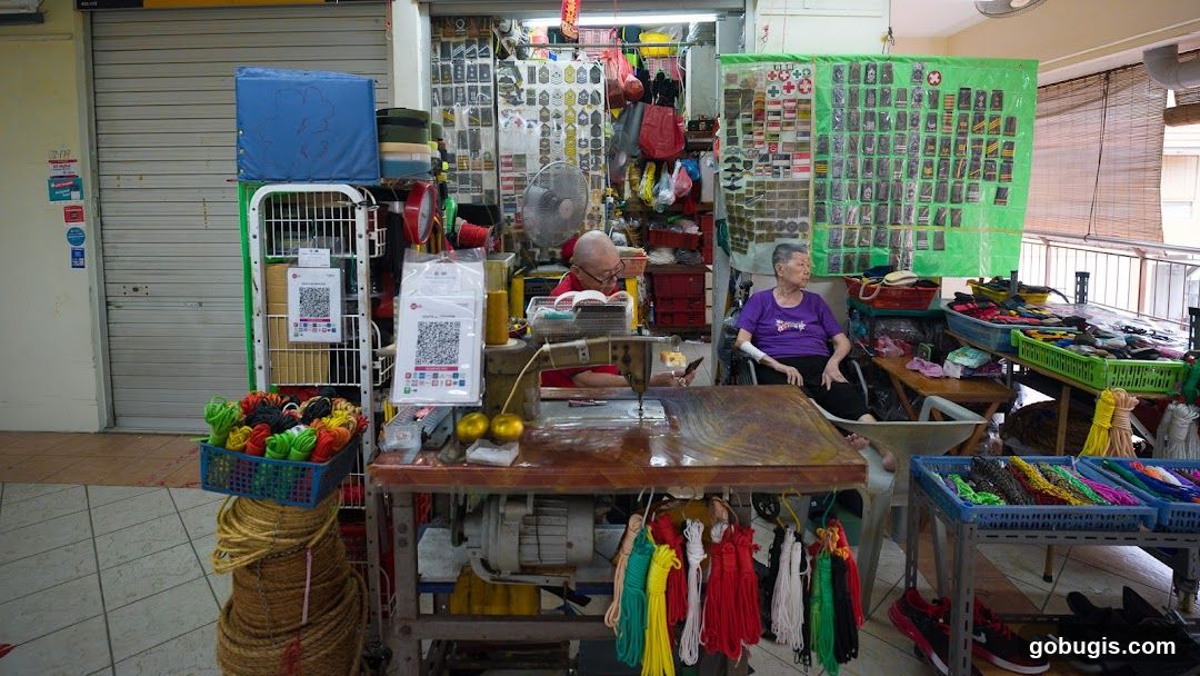Shop Interior with Sewing Machine and Merchandise
