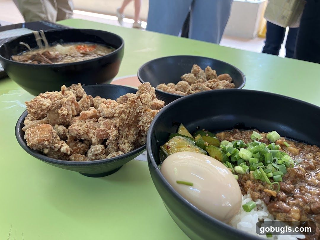Bowls of food on a table