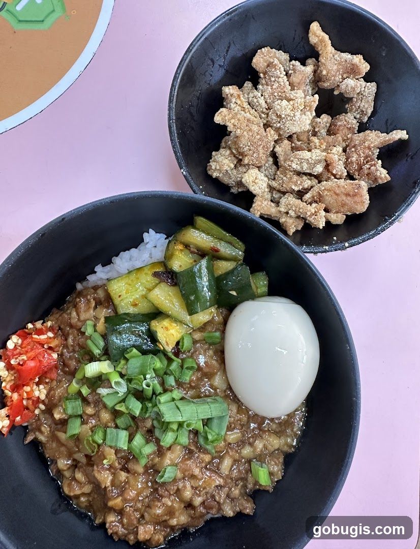 Minced Pork Rice Bowl with Fried Chicken