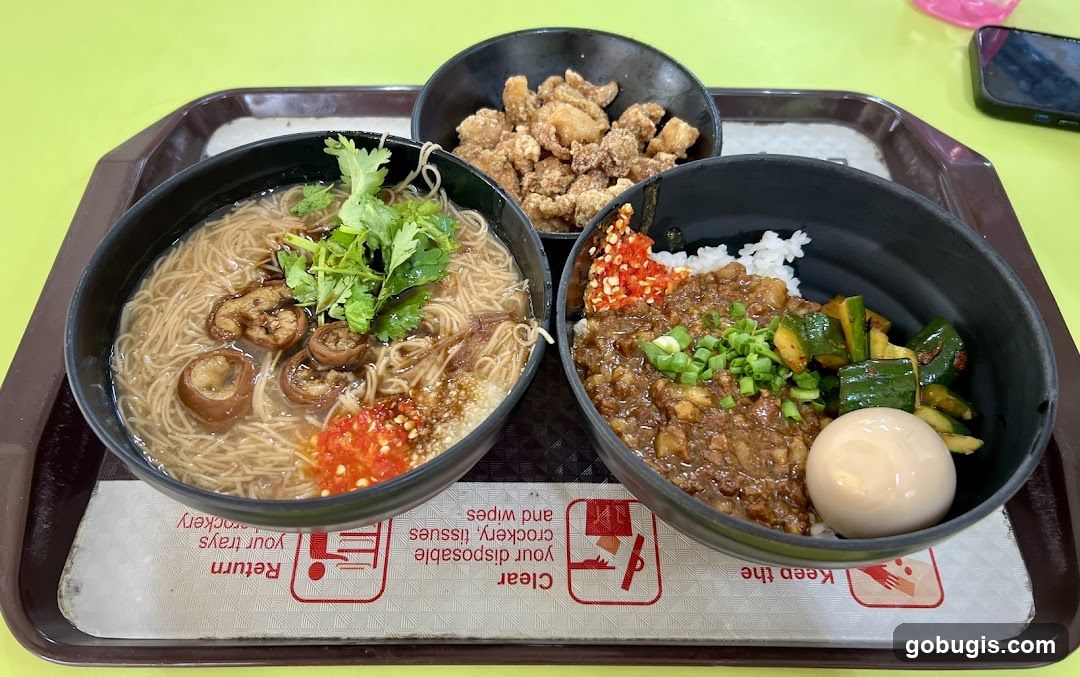 Three Bowls of Food on a Tray