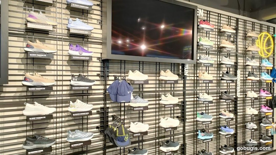 Wall Display of Athletic Shoes and Hats