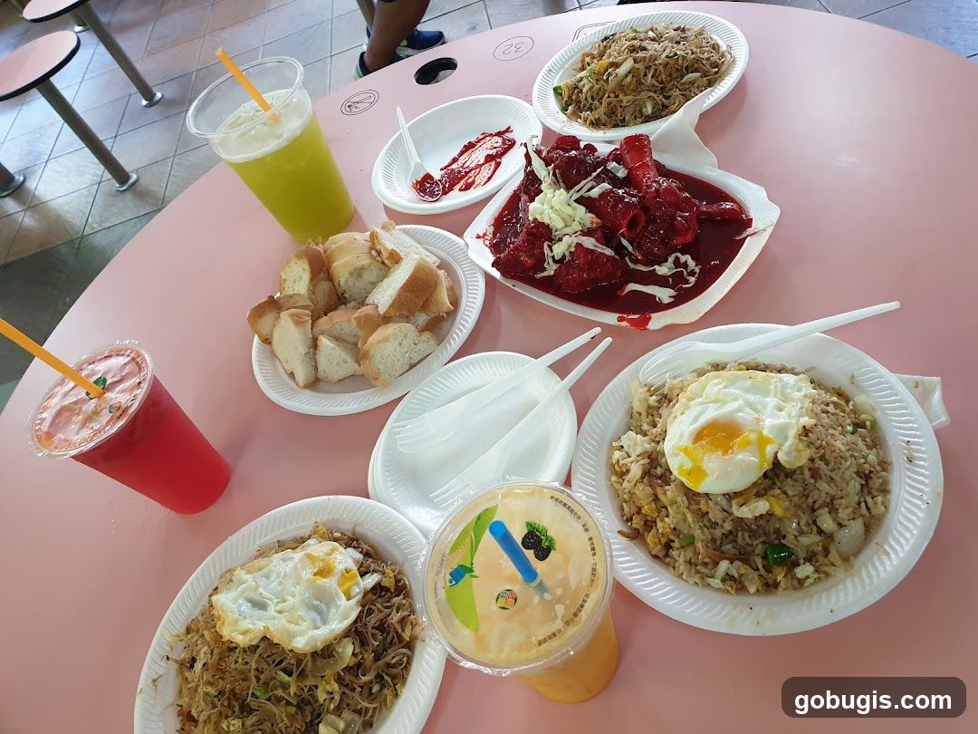 Table with food and drinks