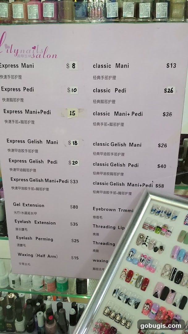 Lily Nails Salon Menu