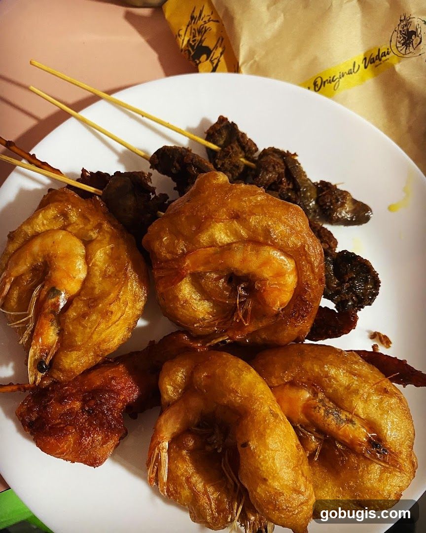 Fried Seafood and Meat Skewers