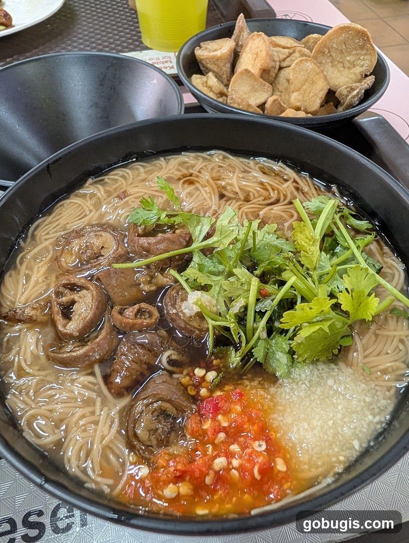 Noodle Soup with Intestines and Crispy Bits